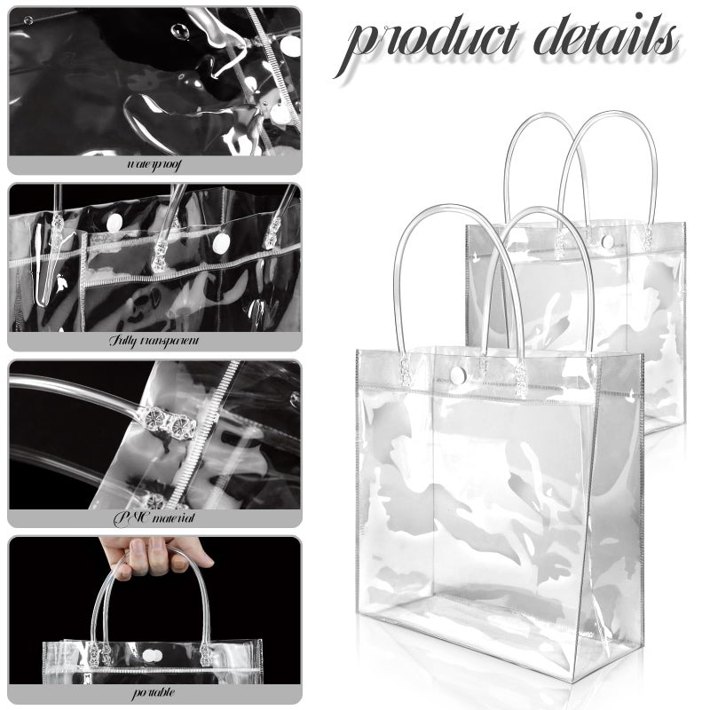 BadenBach 24 PCS Large Clear Gift Bags with Handle 11.82"" x 11.82"" x 3.94"" Plastic Gift Bags with Handle Clear Tote Bags Clear Party Favor Bags for Halloween Christmas Wedding Baby Shower Birthday - Image 3